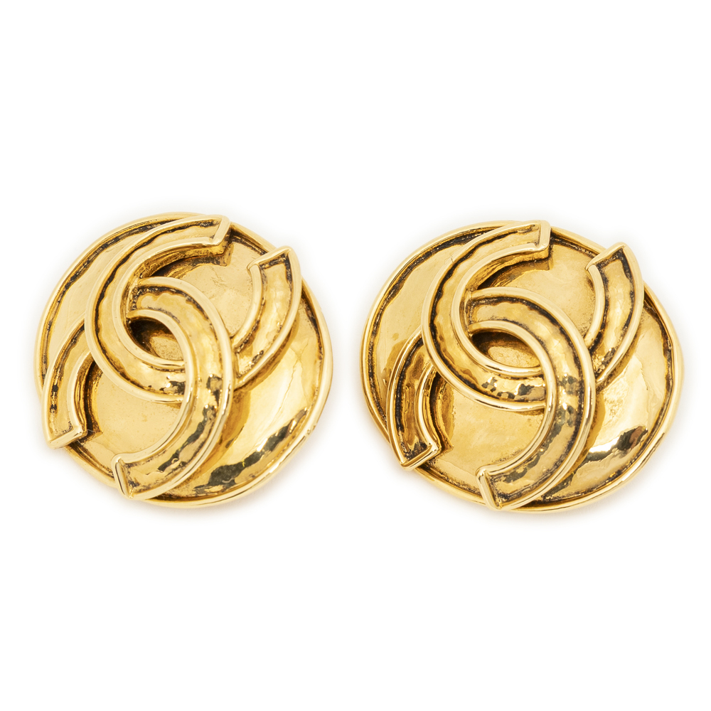 Chanel Large CC Oval Clip on Earrings